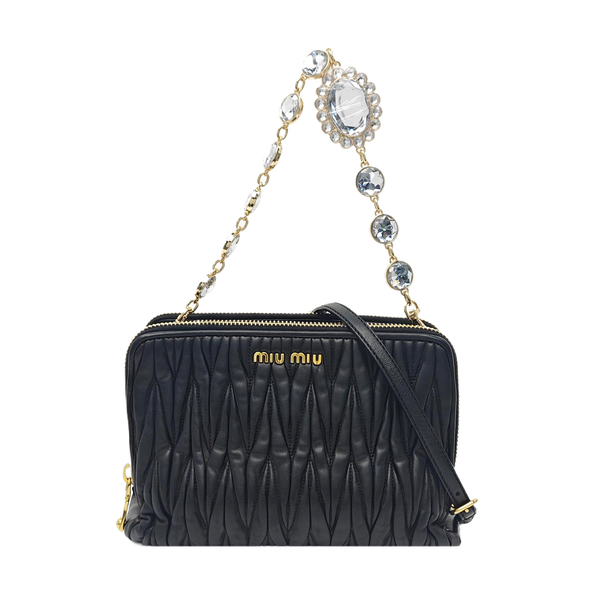 Quilted Lambskin Shoulder Bag Black