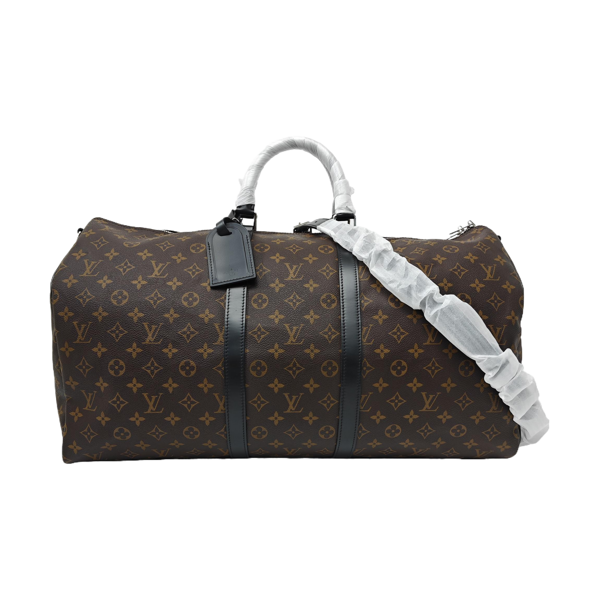 KEEPALL 55 Monogram Coated Canvas Brown