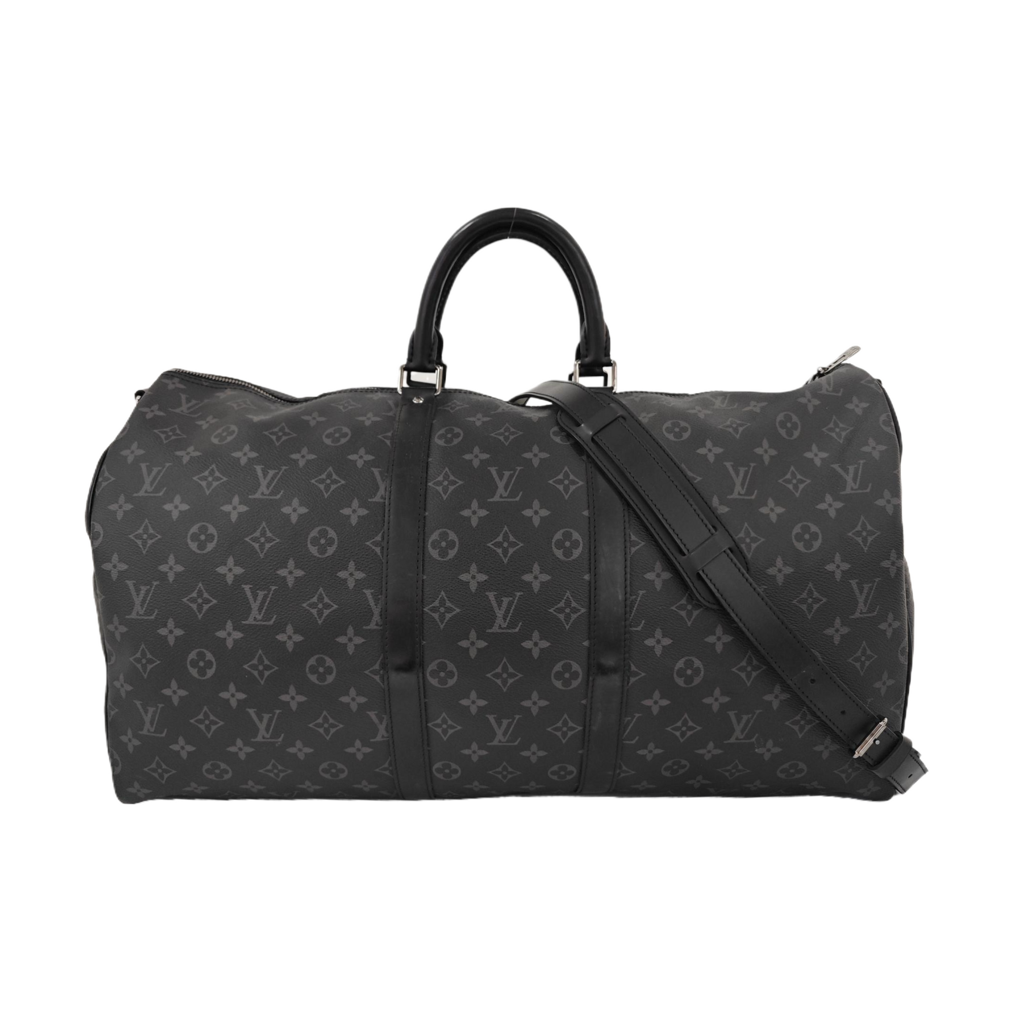KEEPALL 55 Monogram Coated Canvas Black