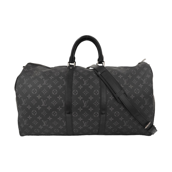 KEEPALL 55 Monogram Coated Canvas Black