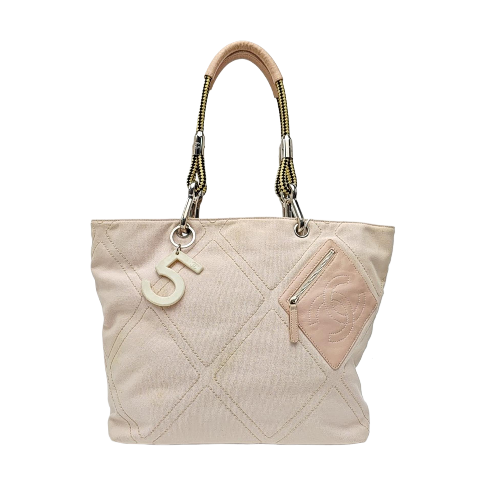 Quilted Canvas Tote Bag Pink