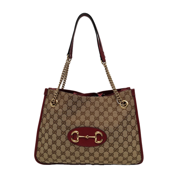 Authenticated pre-owned  Horsebit 1955 Medium Monogram Canvas Brown - Tote Bag at Looply