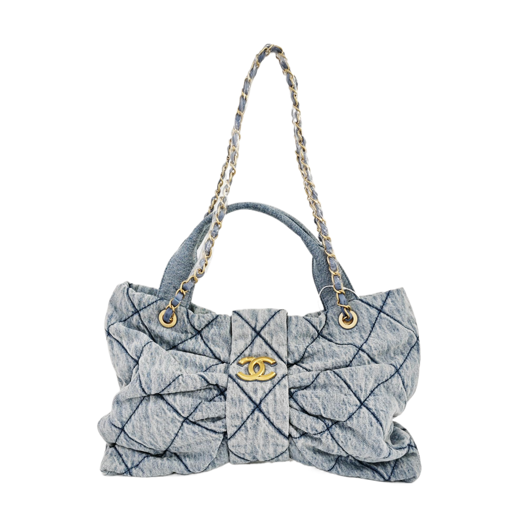 Quilted Denim Shoulder Bag Blue