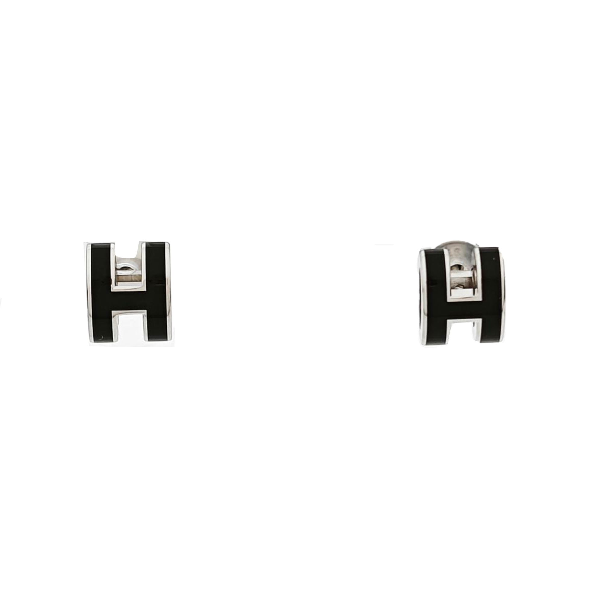 Pop H Metal Silver Stud Earrings