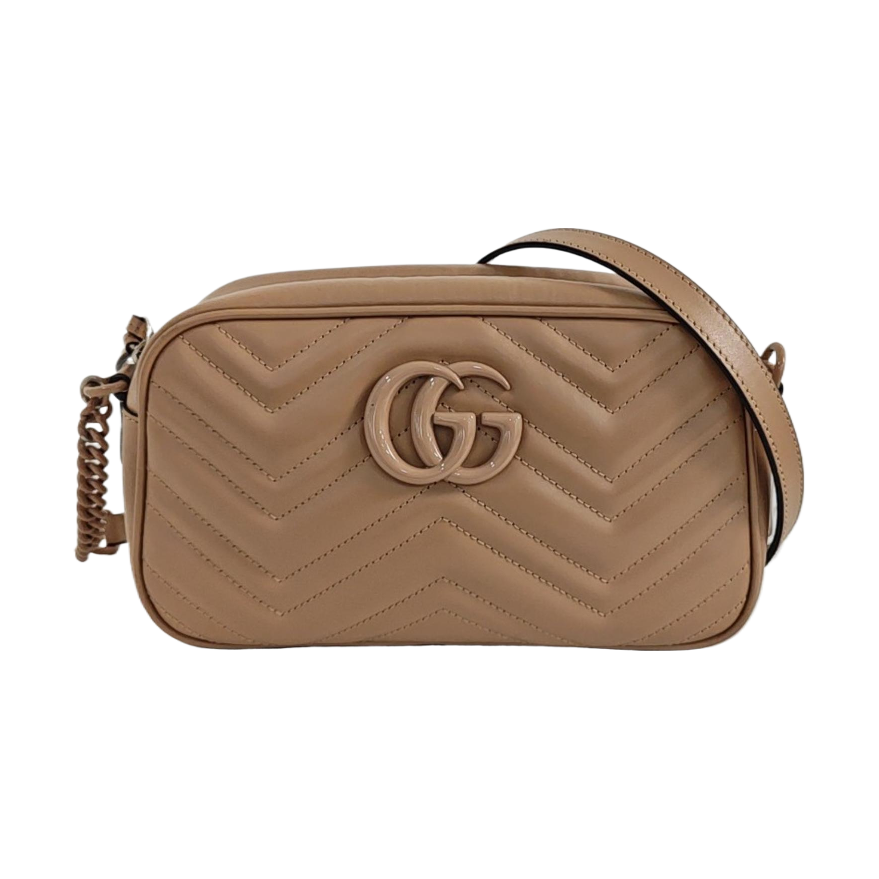 GG Marmont Small Quilted Calfskin Brown