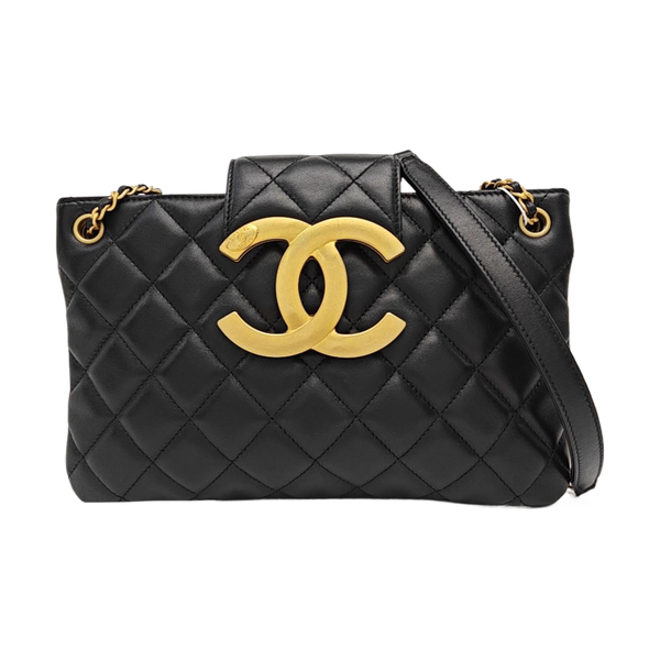 Quilted Lambskin Shoulder Bag Black
