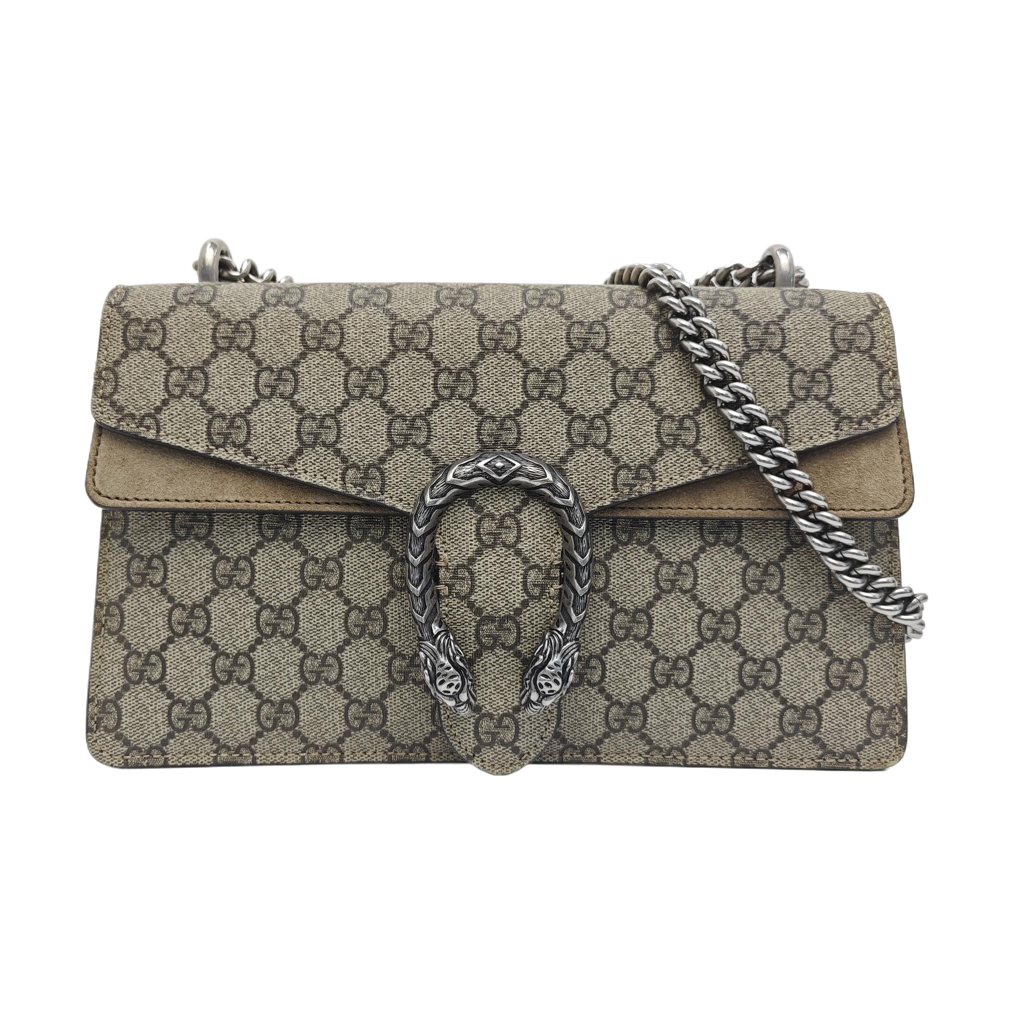 Dionysus Small Monogram Coated Canvas Beige