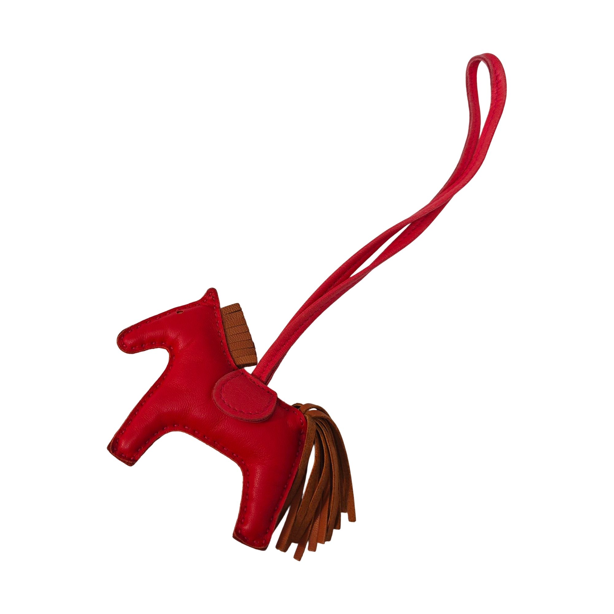 Leather Bag Charm Red