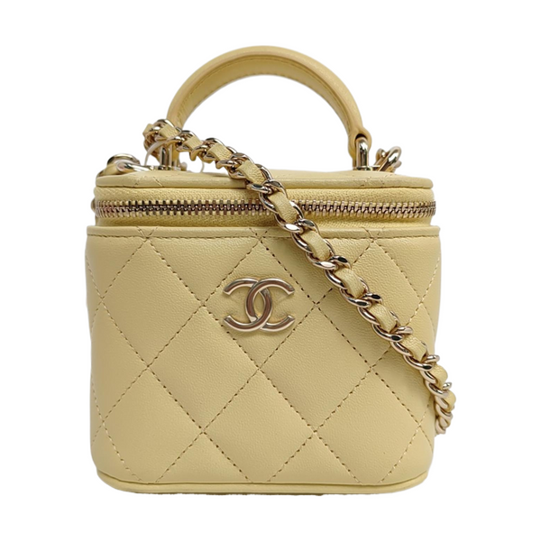VANITY CASE Mini Quilted Lambskin Yellow
