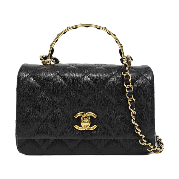 COCO HANDLE Mini Quilted Grained Calfskin Black