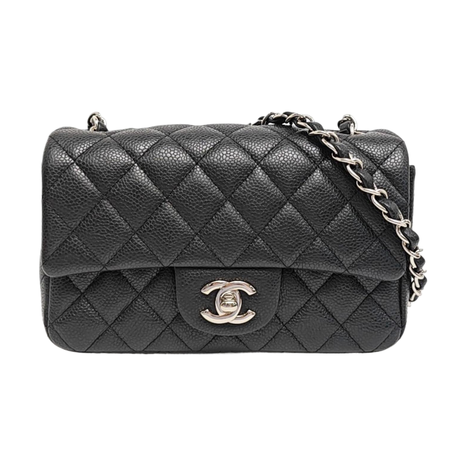 CLASSIC FLAP Mini Quilted Grained Calfskin Black