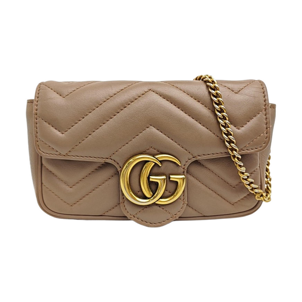 GG Marmont Mini Quilted Calfskin Beige