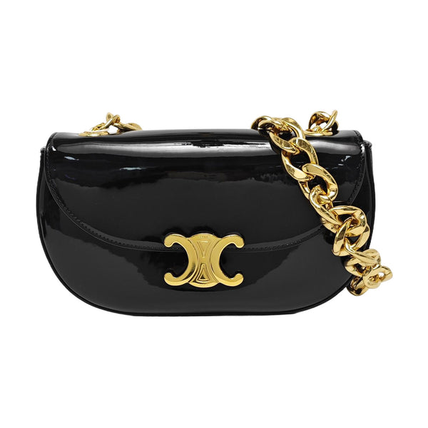 TRIOMPHE Small Patent Calfskin Black