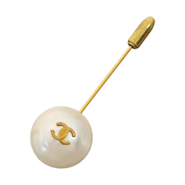 CC Logo Metal White Brooch