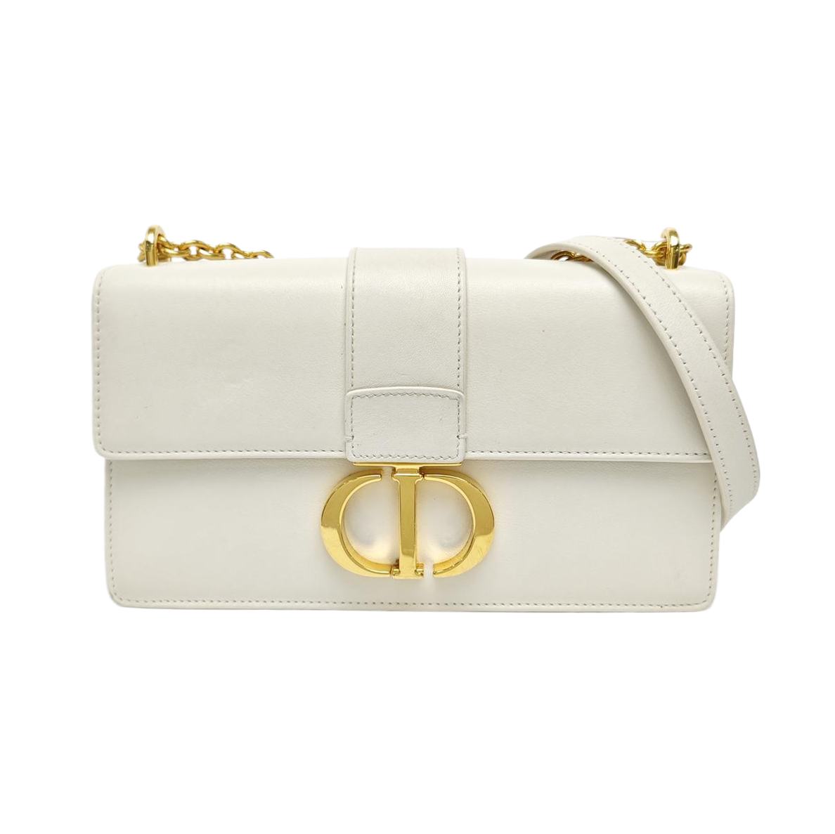 30 Montaigne East-West Mini Calfskin White