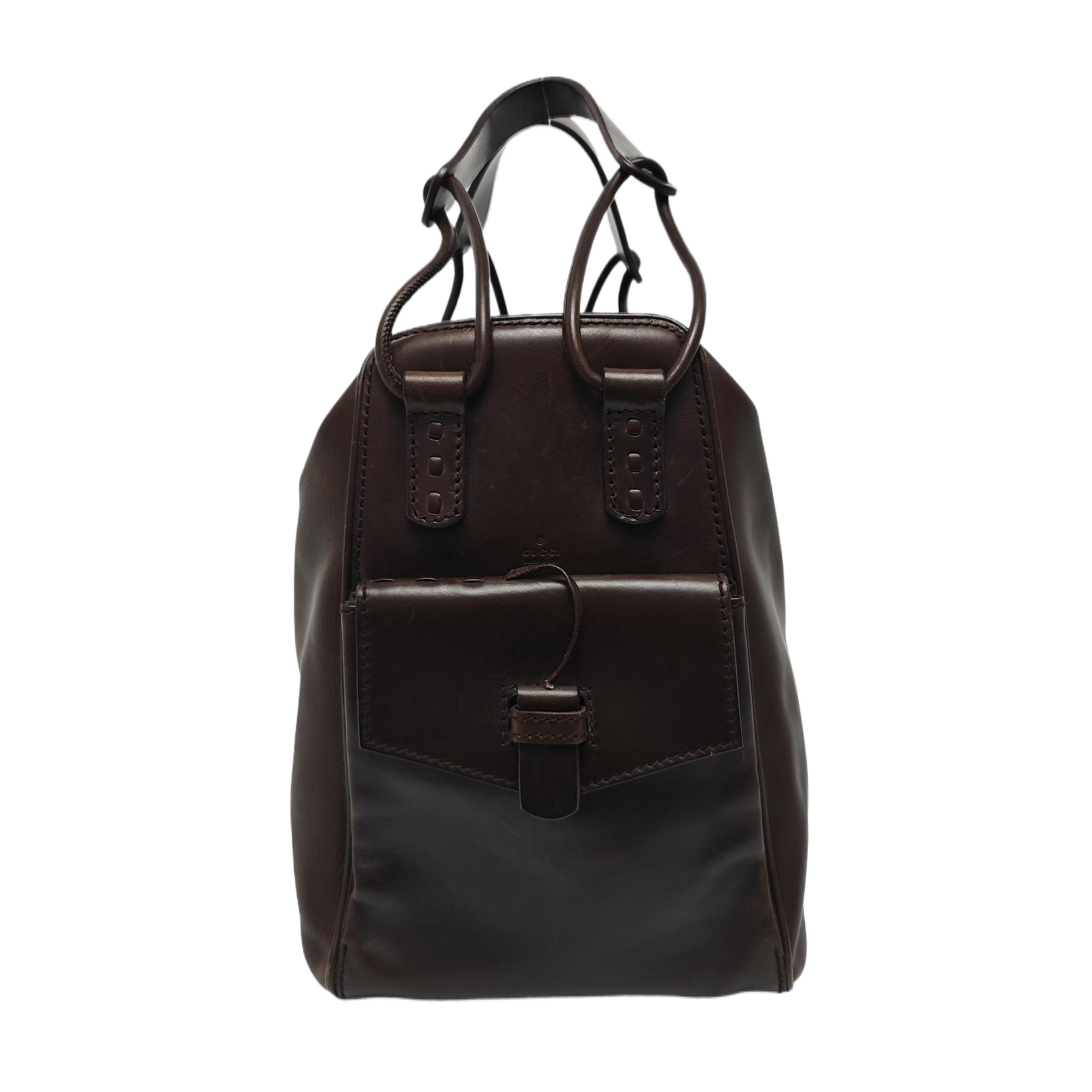 Calfskin Top Handle Bag Brown