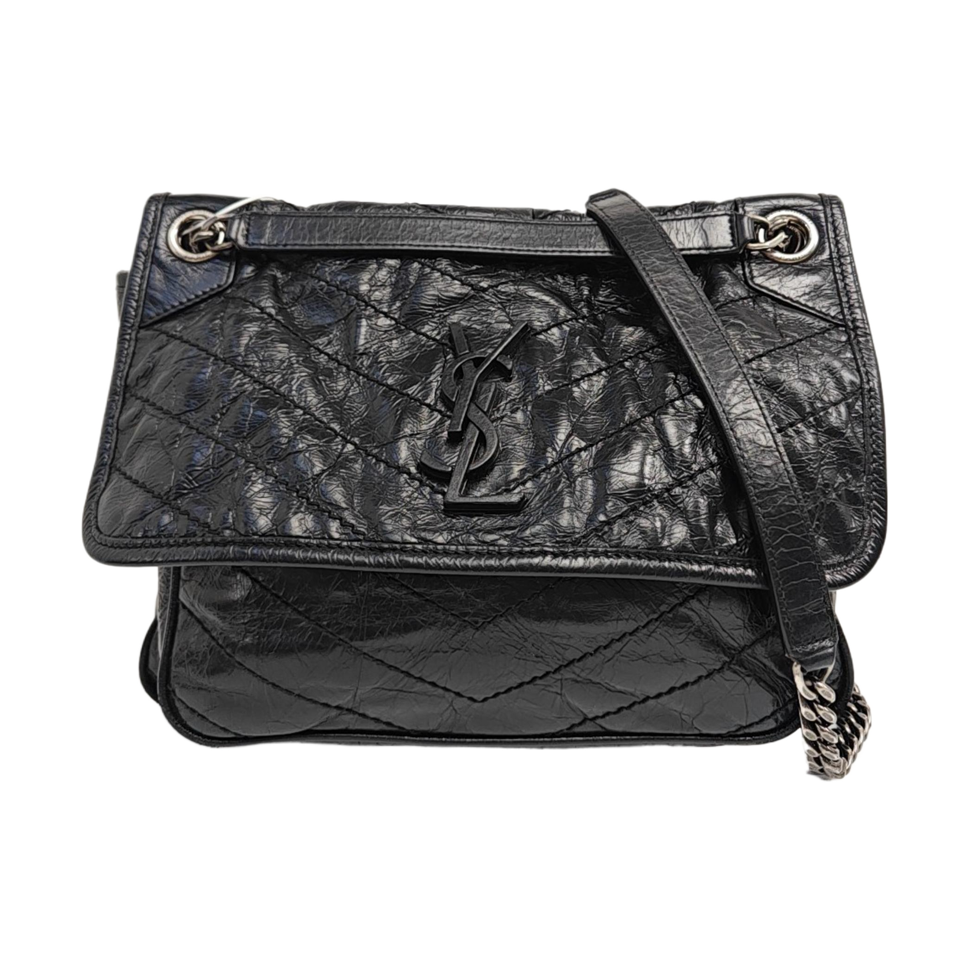 NIKI Medium Chevron Calfskin Black