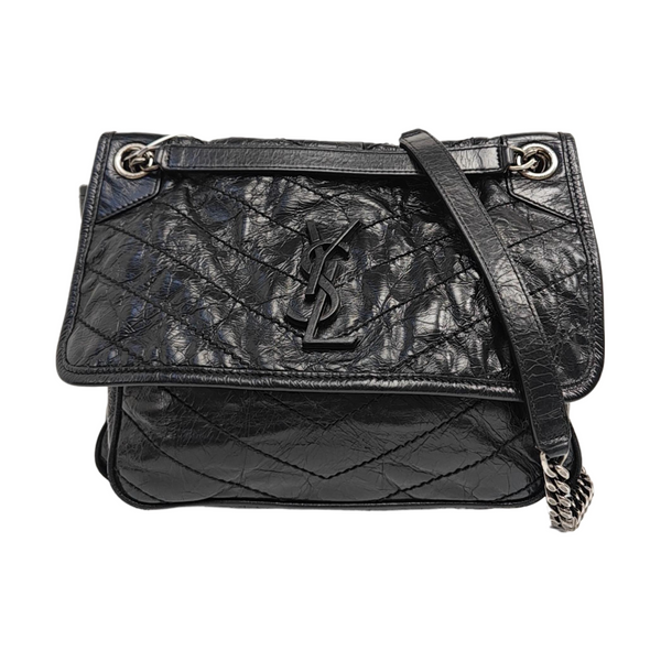 NIKI Medium Chevron Calfskin Black