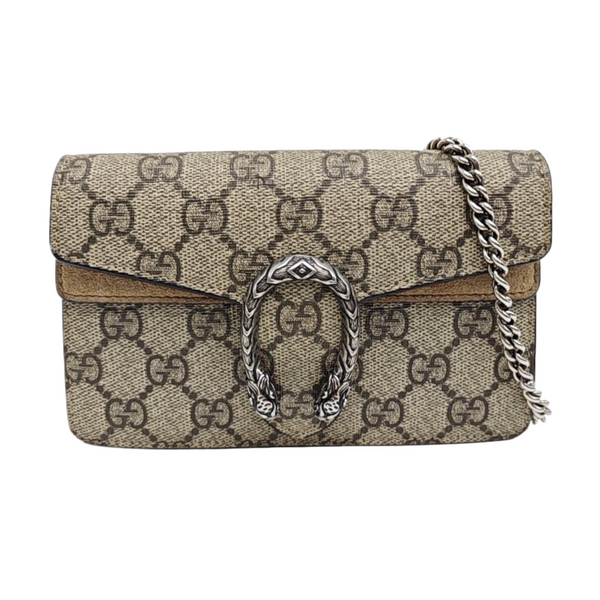 Dionysus Super Mini Monogram Coated Canvas Beige