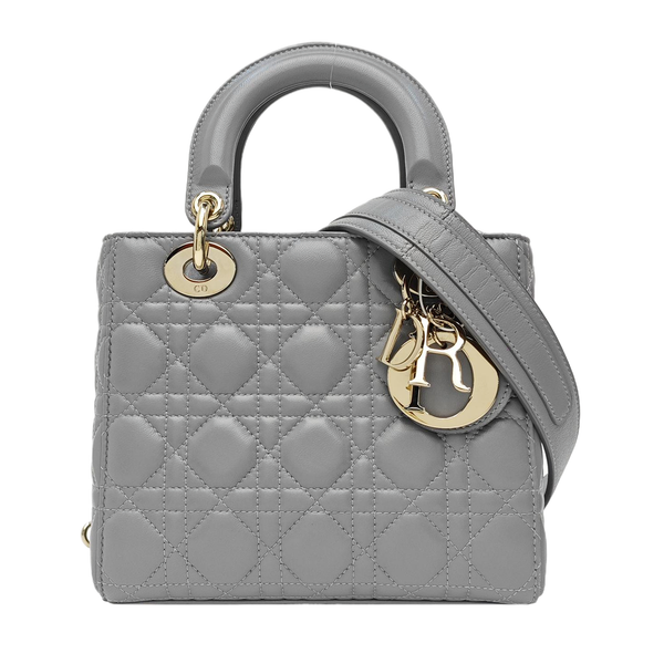 Lady Dior Small Cannage Lambskin Gray
