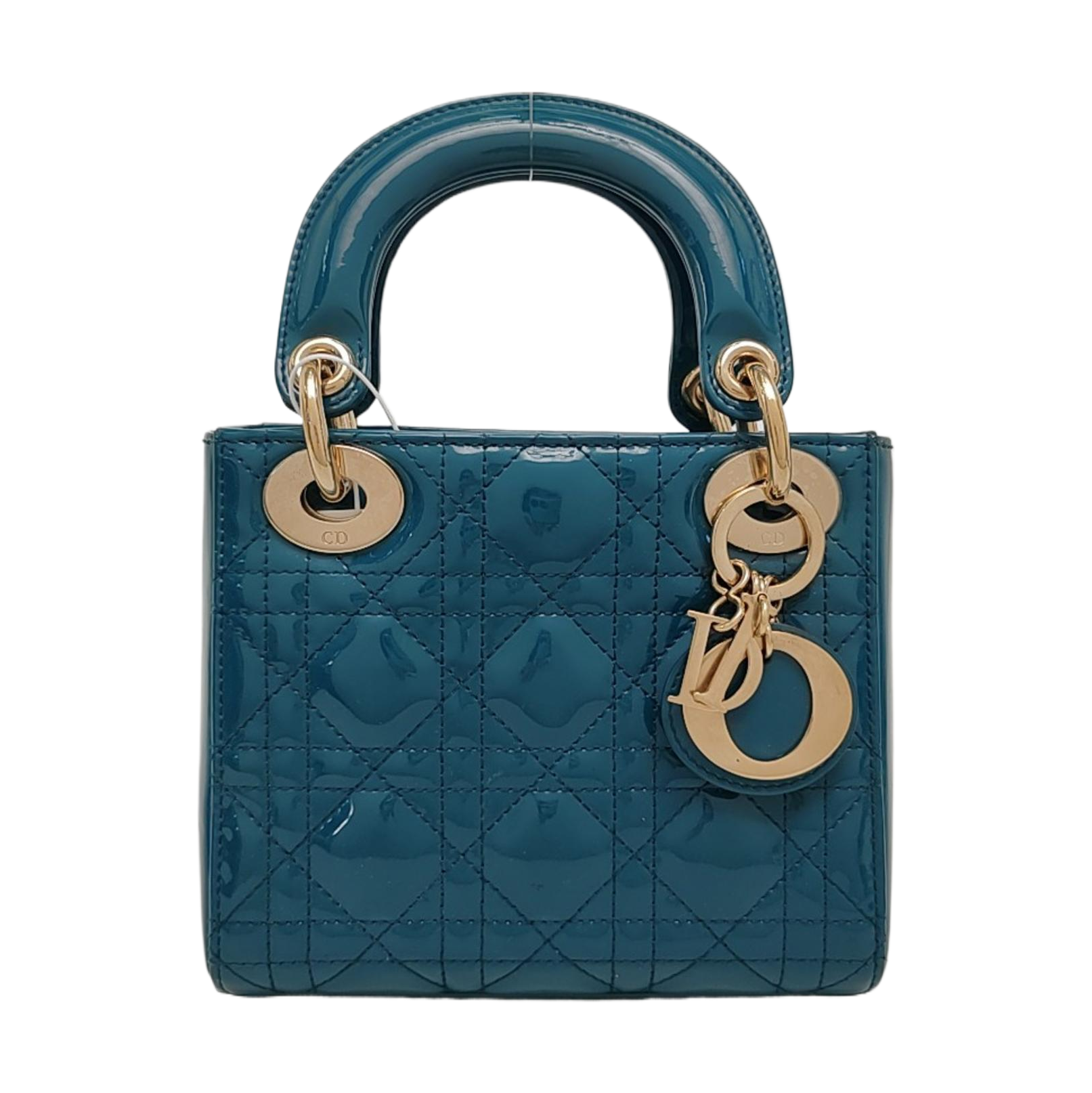 Lady Dior Mini Cannage Patent Leather Blue