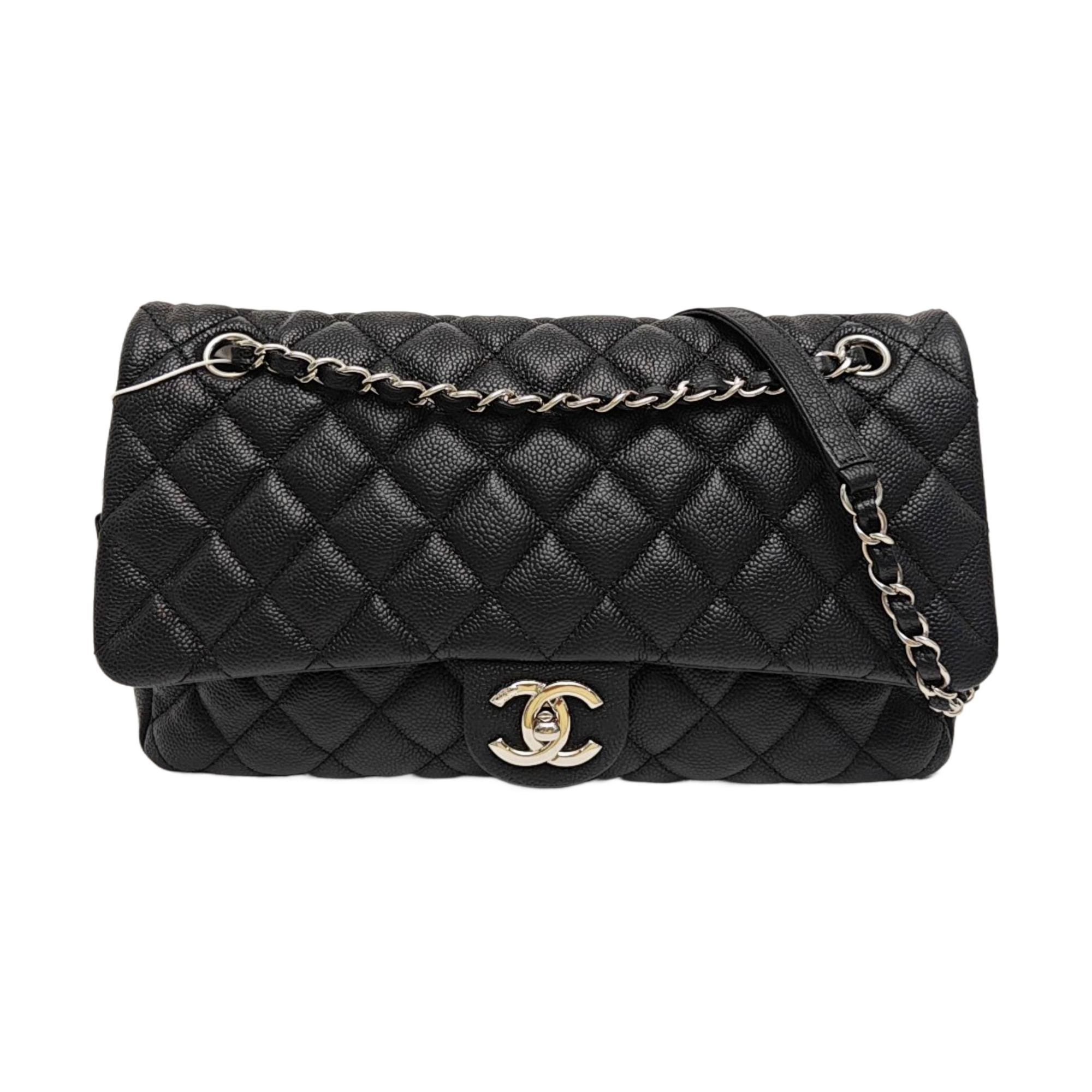 Large Quilted Grained Calfskin Black