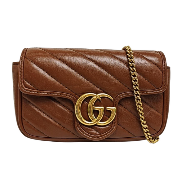 GG Marmont Mini Quilted Calfskin Brown