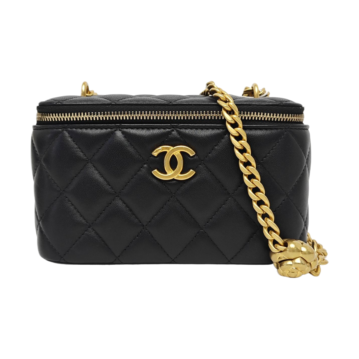 VANITY CASE Medium Quilted Lambskin Black