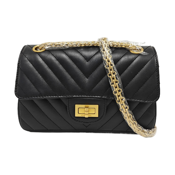 2.55 224 (mini) Chevron Calfskin Black