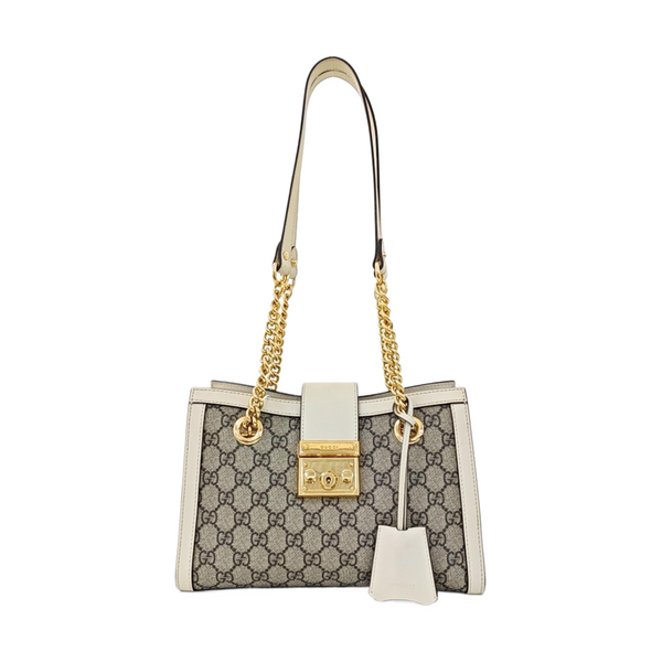 Padlock Small Monogram Coated Canvas Beige