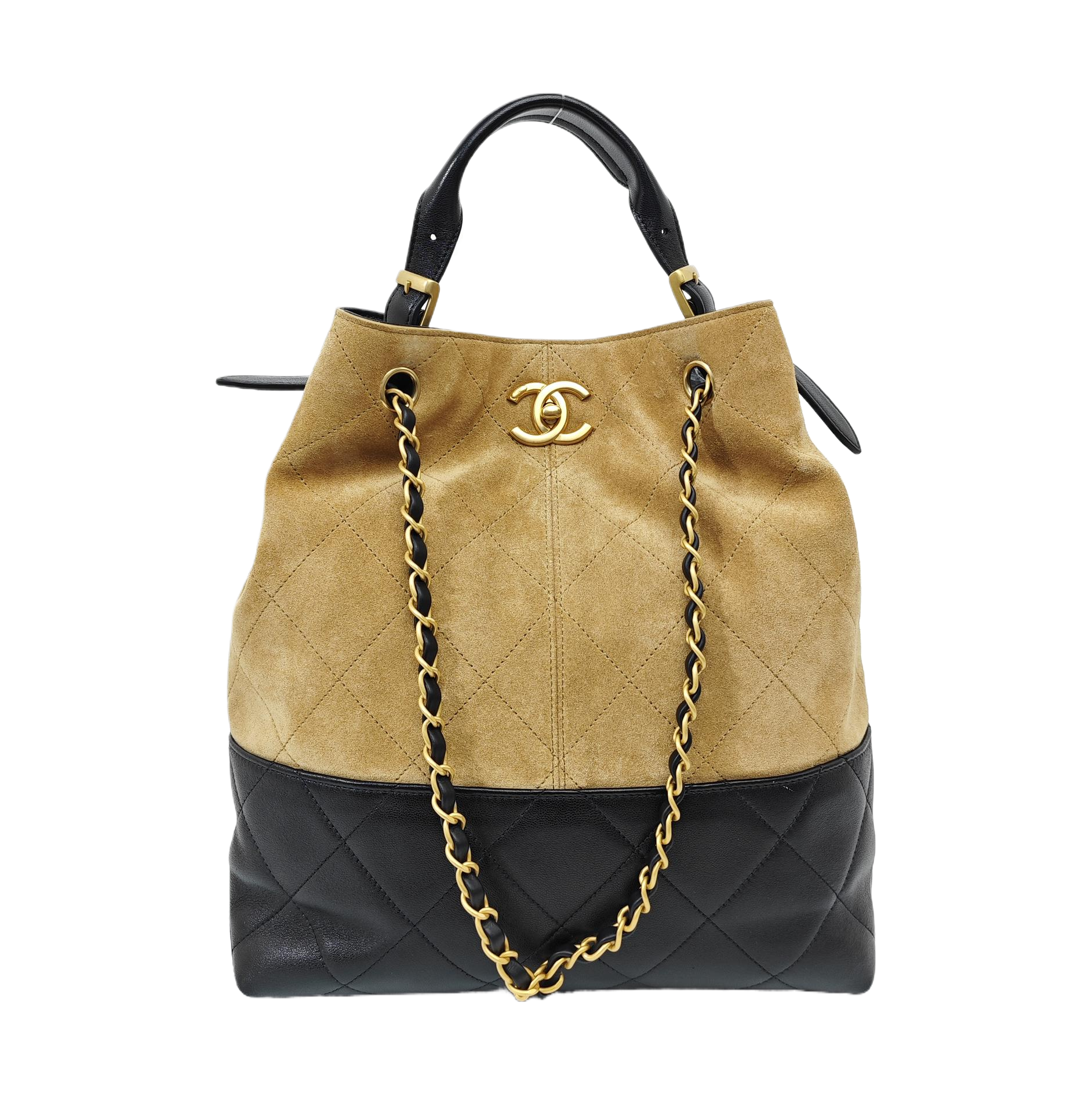 Quilted Suede Shoulder Bag Beige