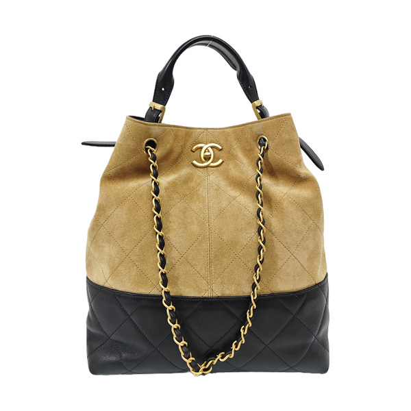 Quilted Suede Shoulder Bag Beige