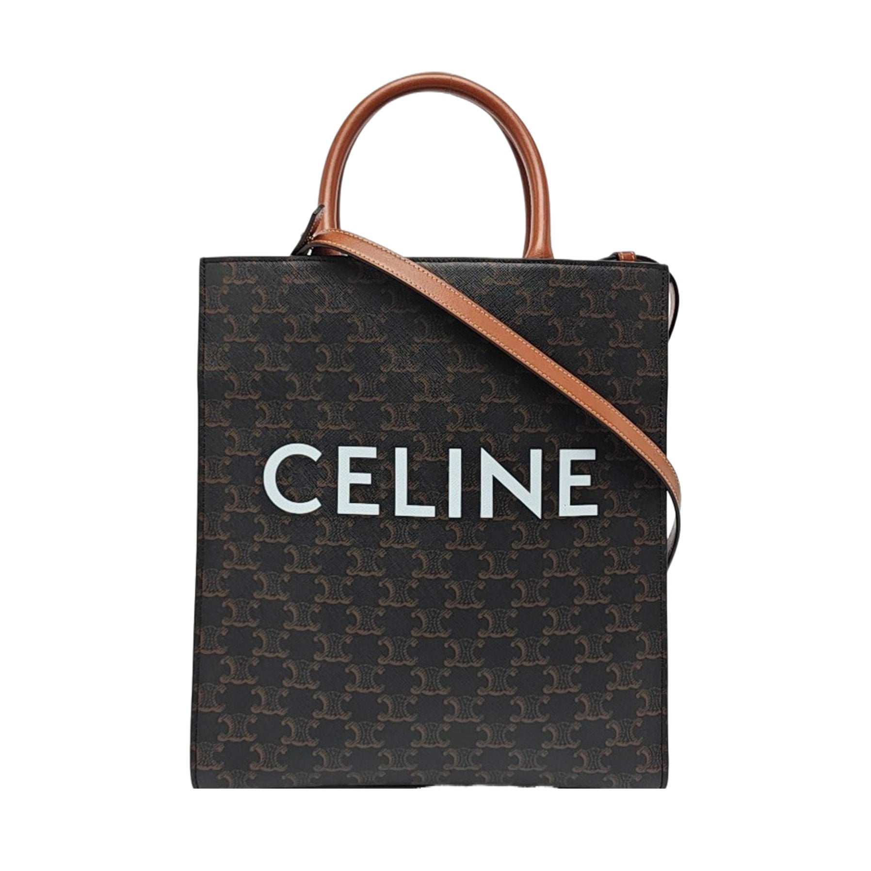 CABAS CELINE Small Coated Canvas Brown