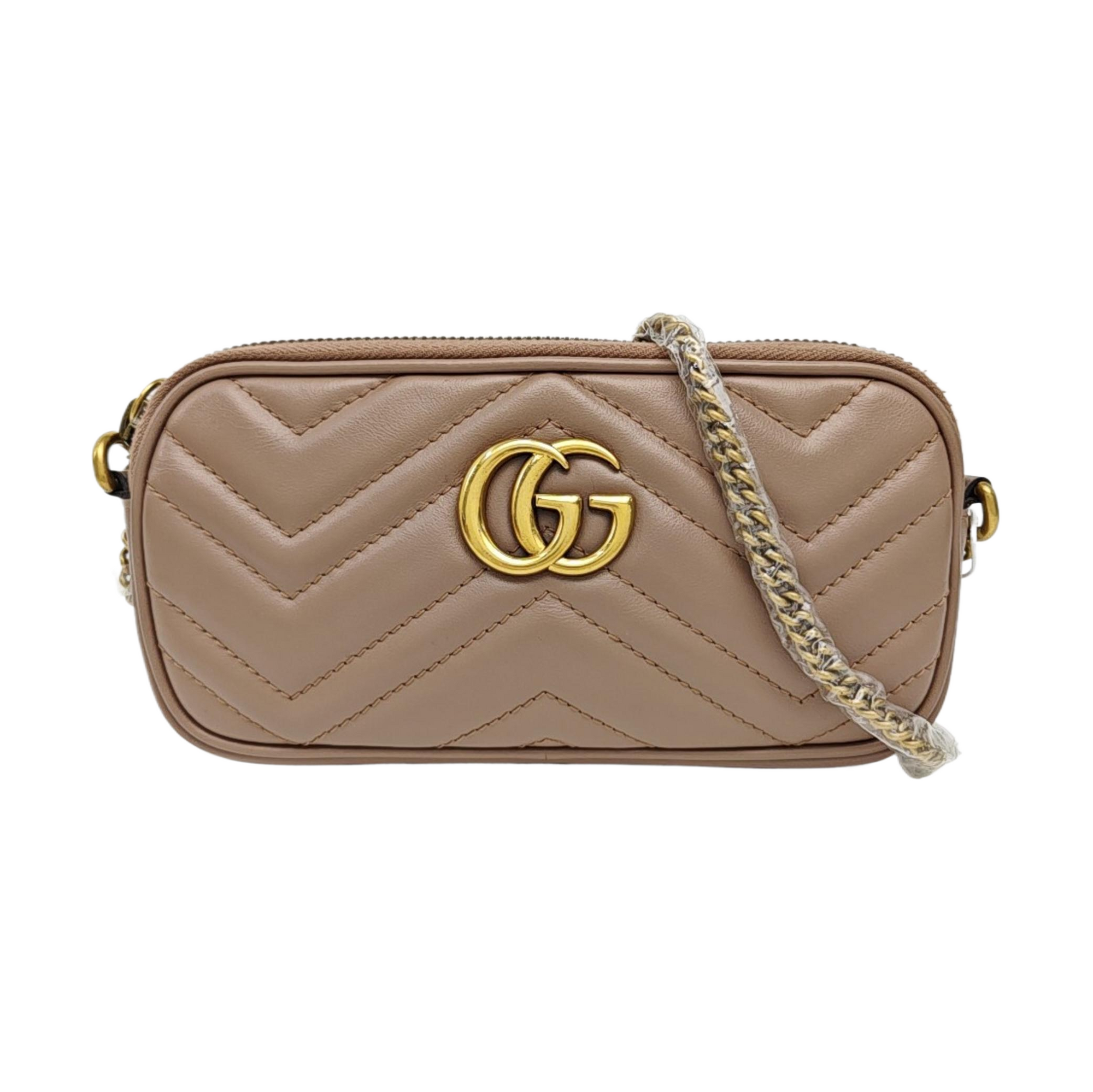 GG Marmont Mini Quilted Calfskin Beige