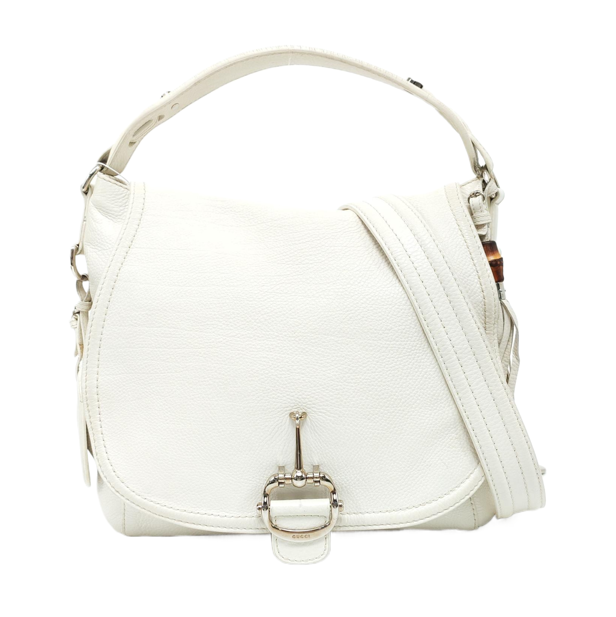 Horsebit Chain Large Calfskin White