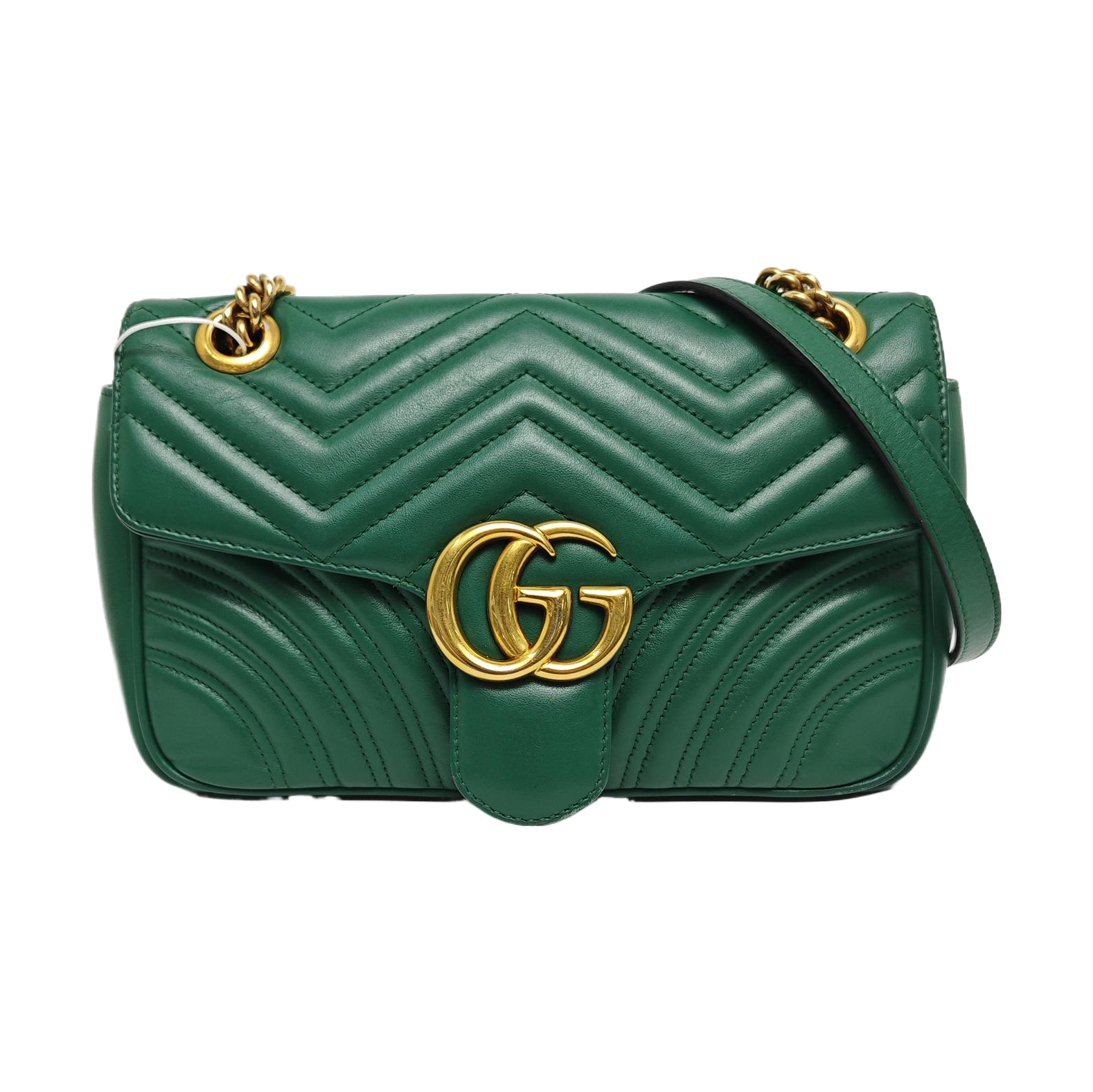 Authenticated pre-owned  GG Marmont Medium Quilted Calfskin Green - Shoulder Bag at Looply