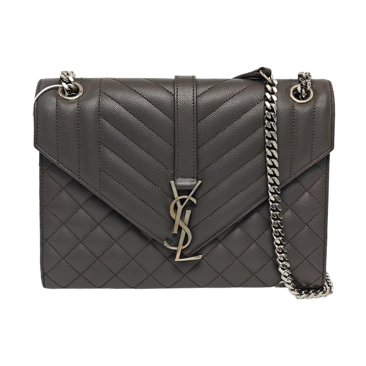 Authenticated pre-owned  ENVELOPE Medium Quilted Calfskin Gray - Shoulder Bag at Looply