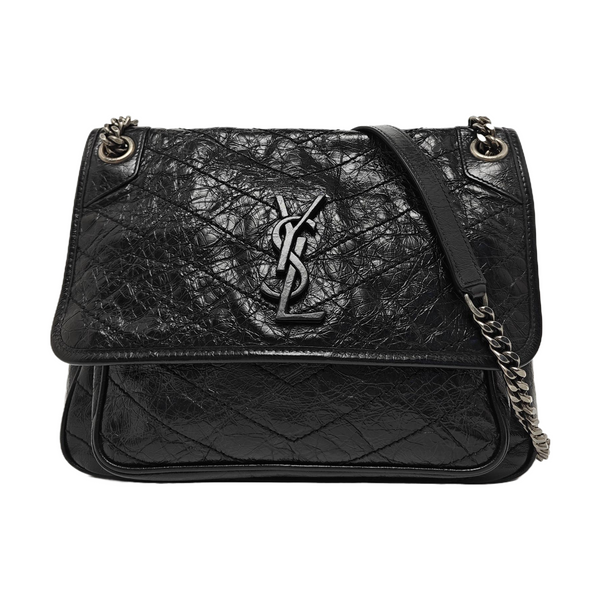 NIKI Medium Chevron Calfskin Black