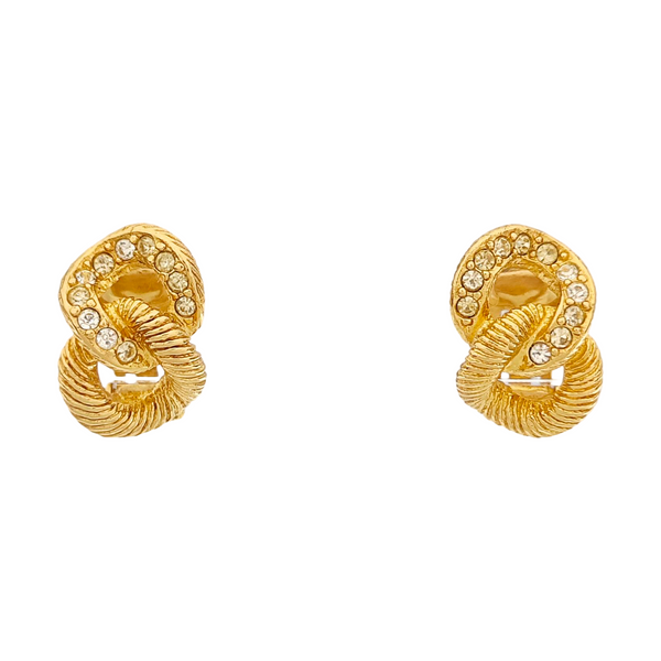 Twist Round Metal Gold Clip On Earrings