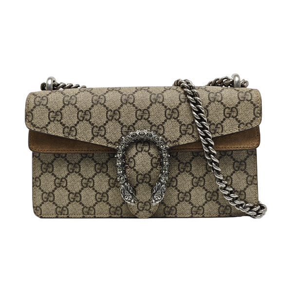 Dionysus Small Monogram Coated Canvas Beige