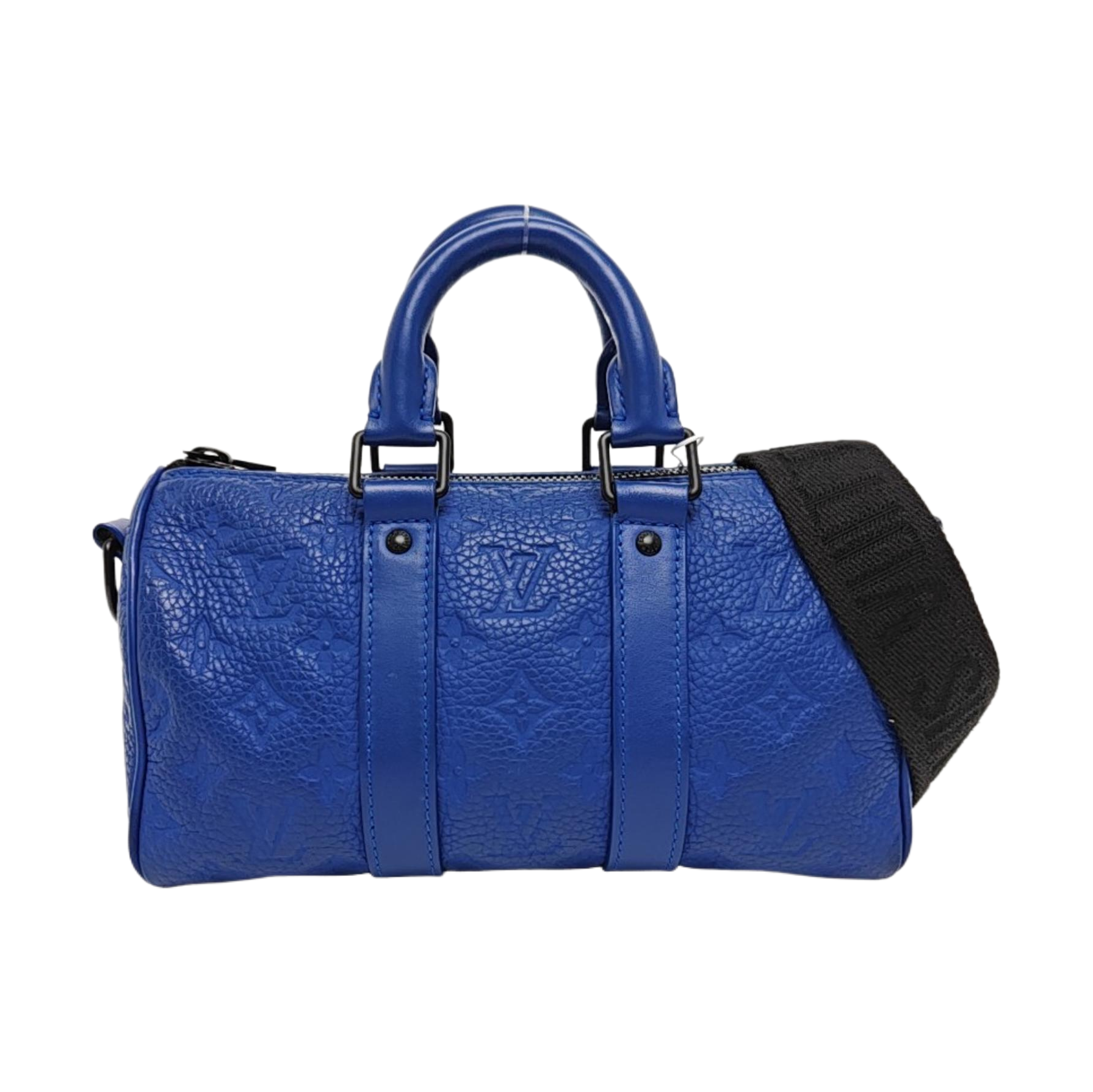 KEEPALL Monogram Calfskin Blue