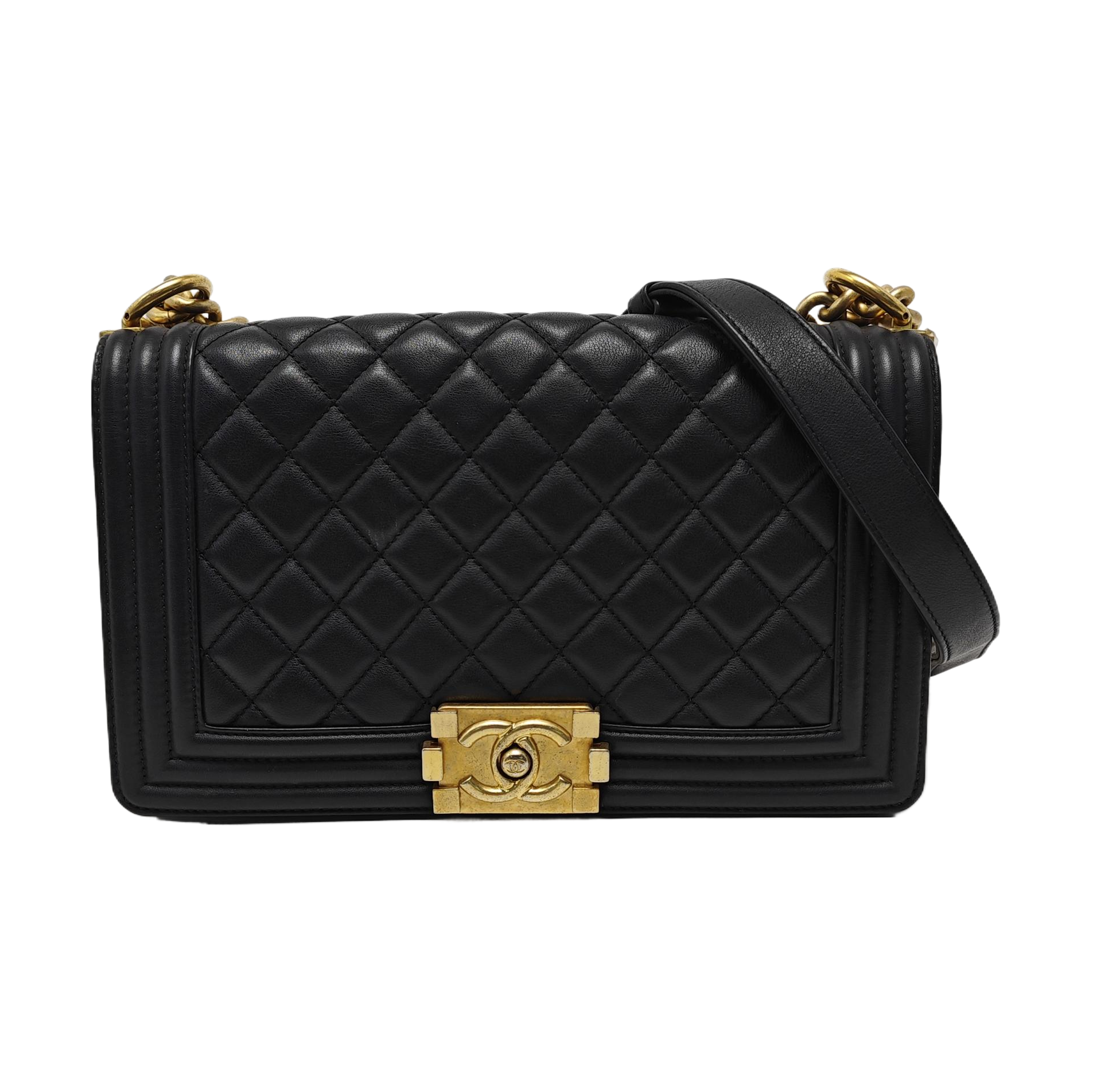 BOY CHANEL Medium Quilted Calfskin Black