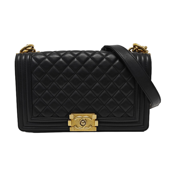 BOY CHANEL Medium Quilted Calfskin Black