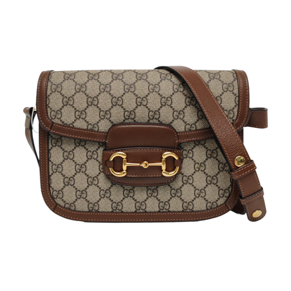 Horsebit 1955 Medium Monogram Coated Canvas Beige