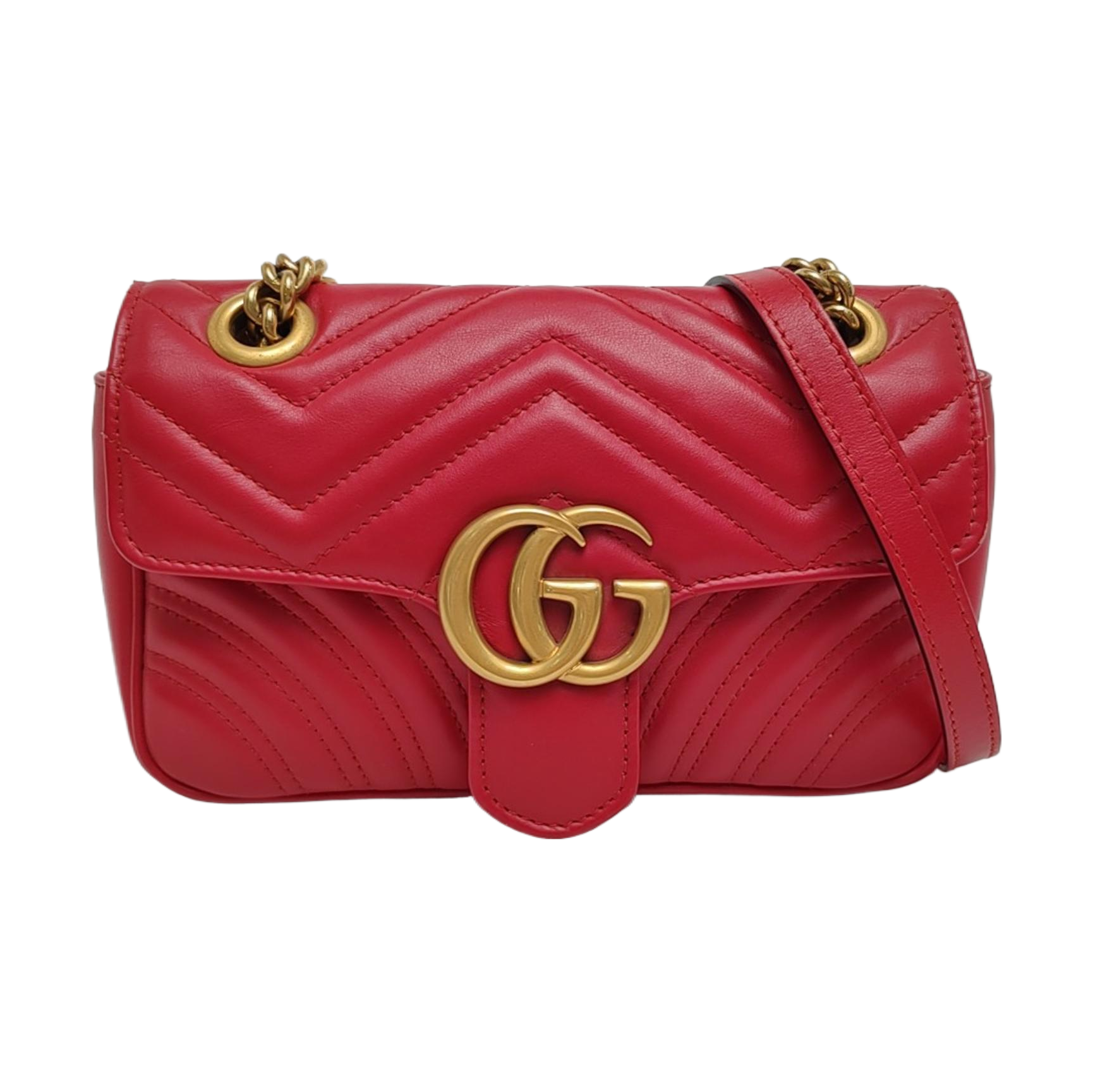 GG Marmont Small Quilted Calfskin Red