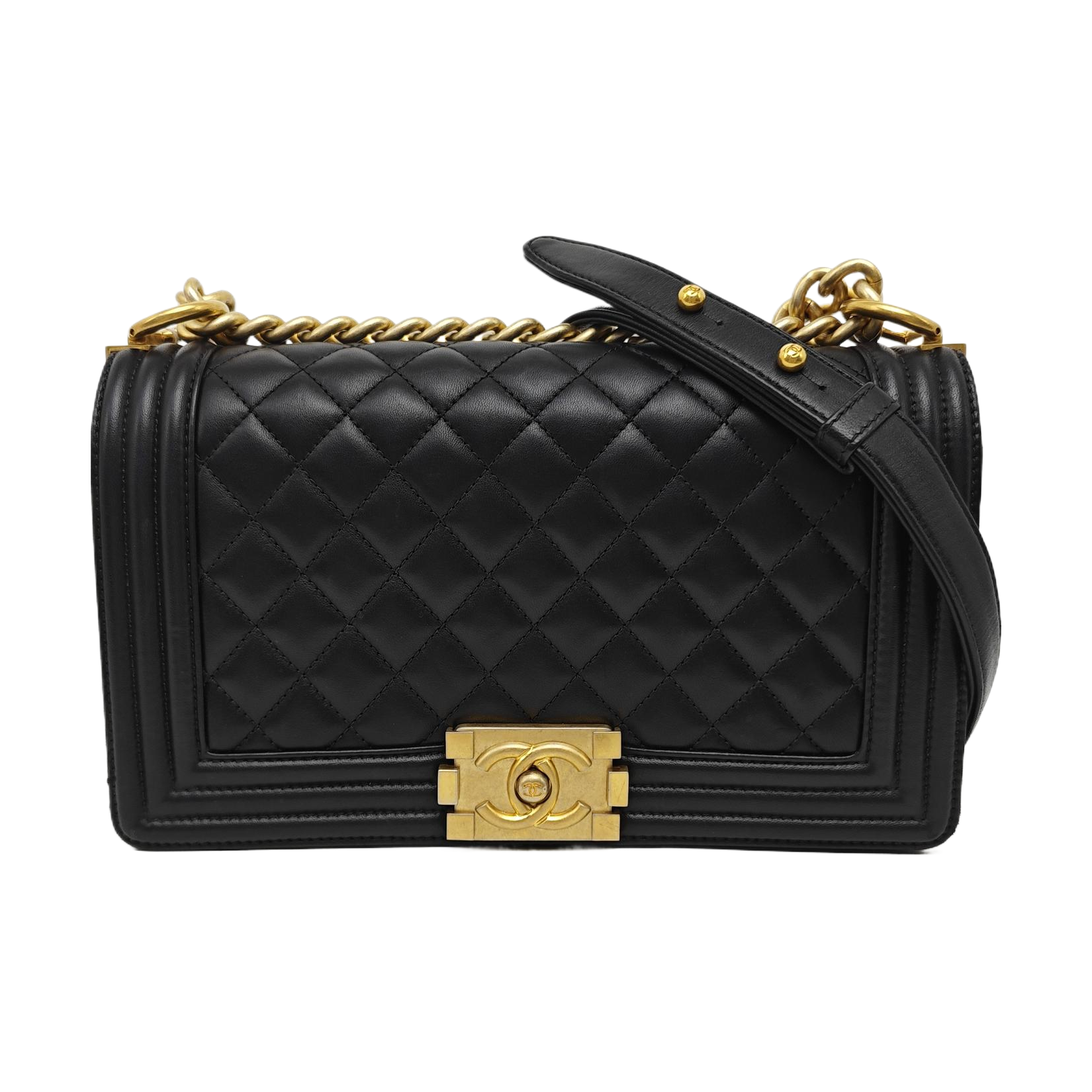 BOY CHANEL Medium Quilted Lambskin Black