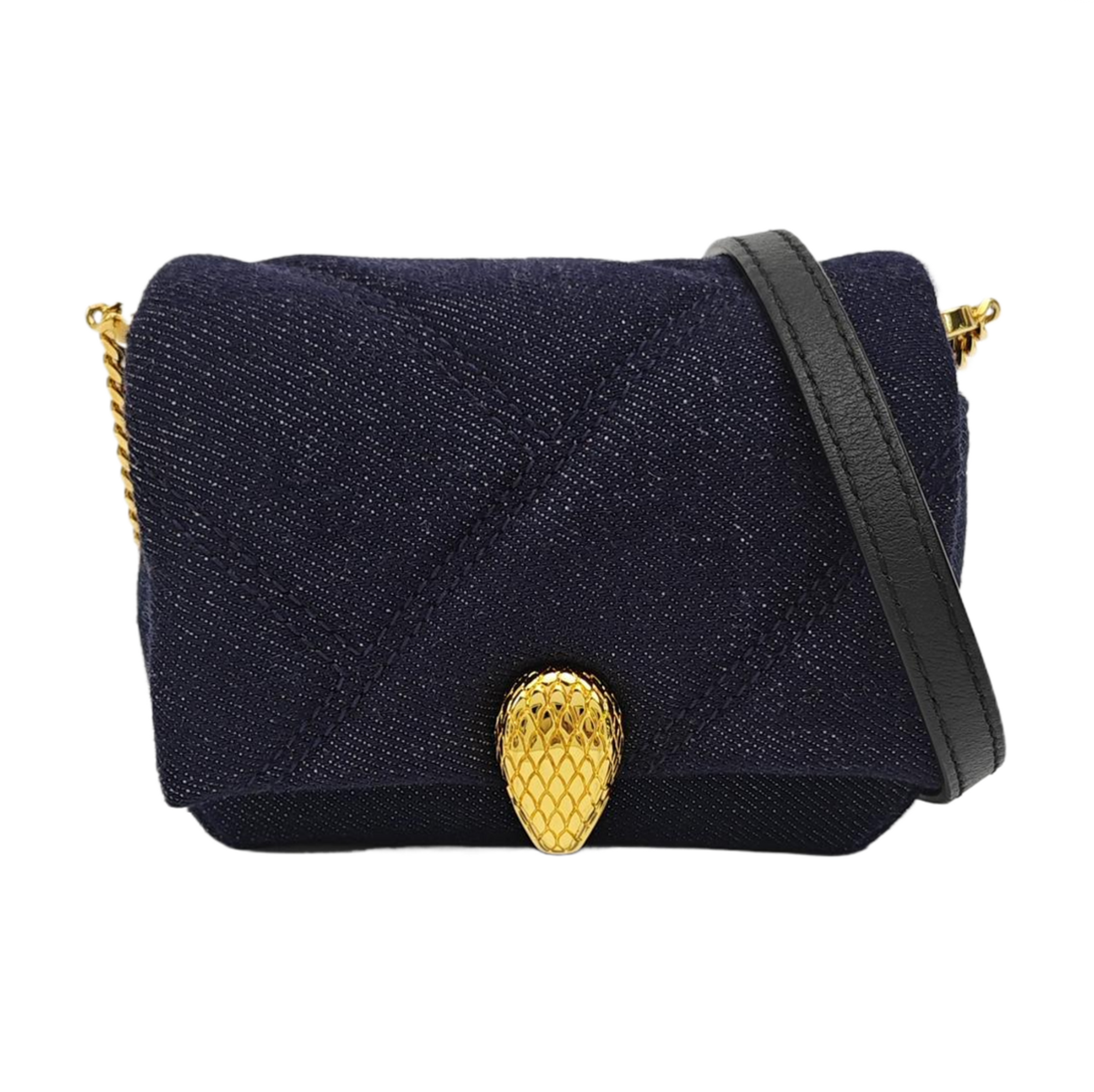 SERPENTI CABOCHON Mini Quilted Denim Blue