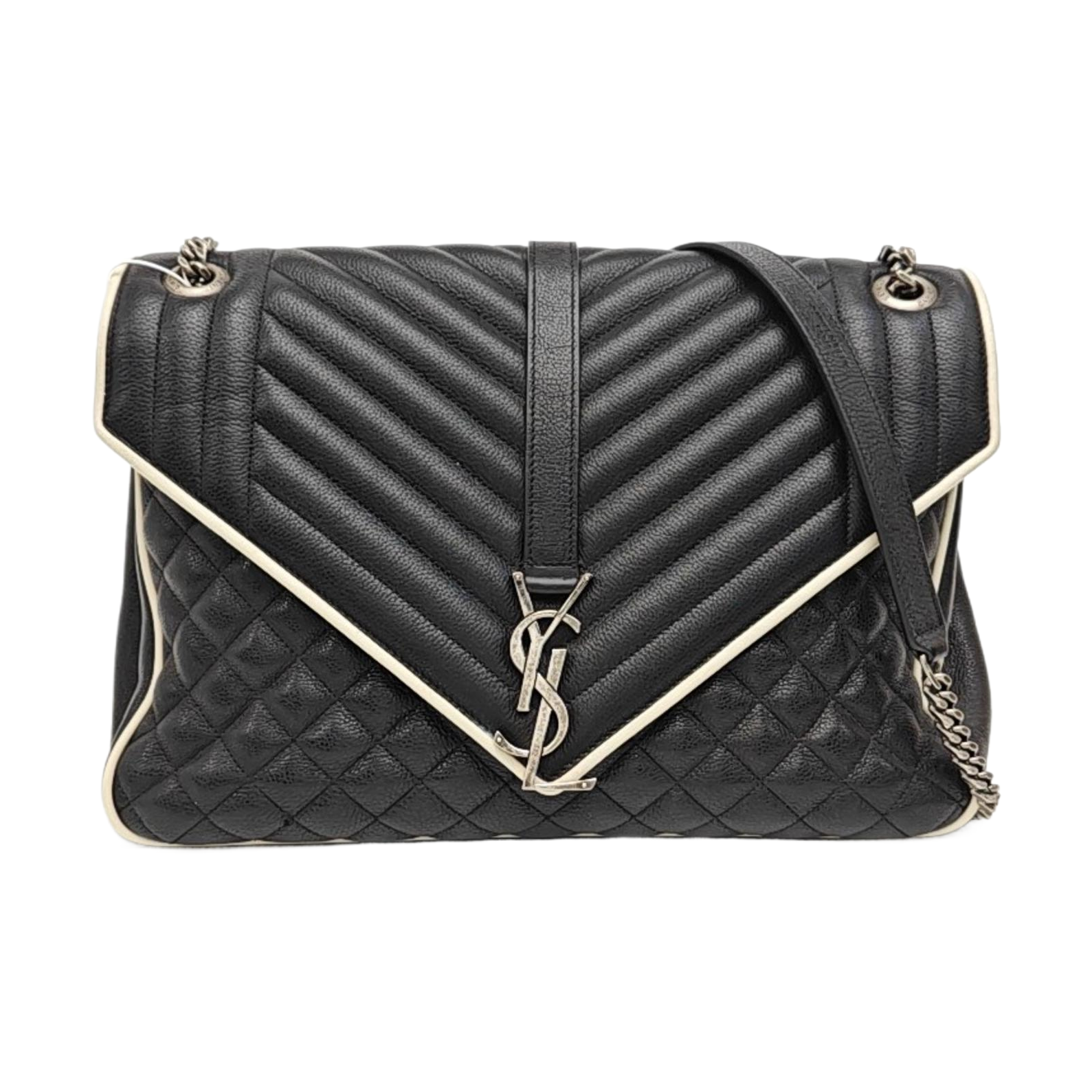 COLLEGE Large Chevron Calfskin Black