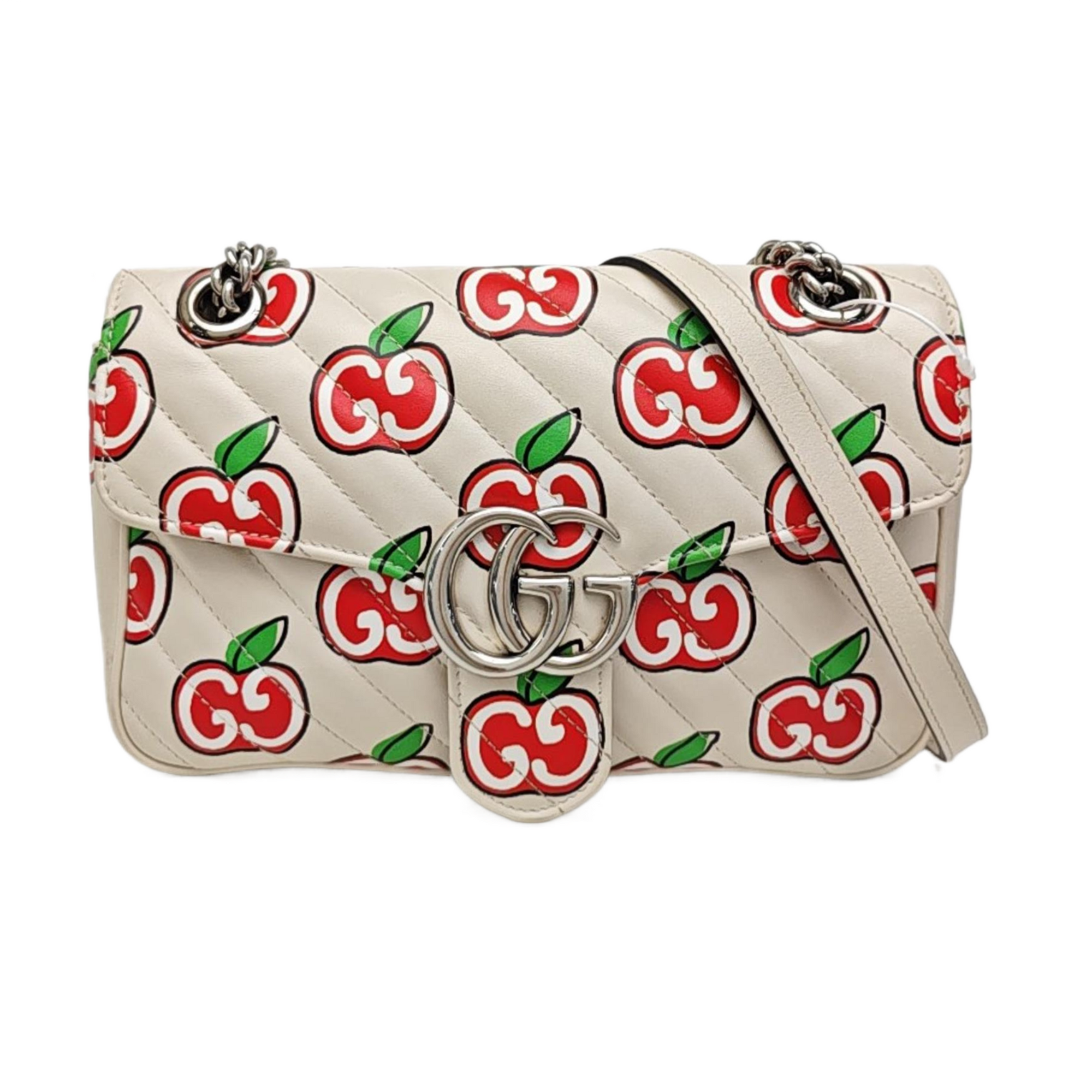 GG Marmont Medium Quilted Calfskin White