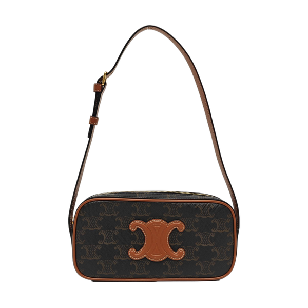 Coated Canvas Shoulder Bag Brown